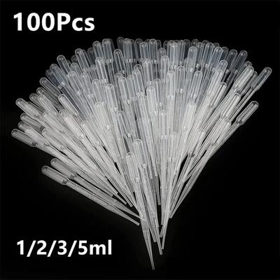 100 Adet/Lot Laboratuvar Pipeti 1ml 2ml 3ml 5ml Plastik Tek Kullanımlık Dereceli Kap Sıvı Damlalık Ekipmanı Pipet Makyaj Aletleri
