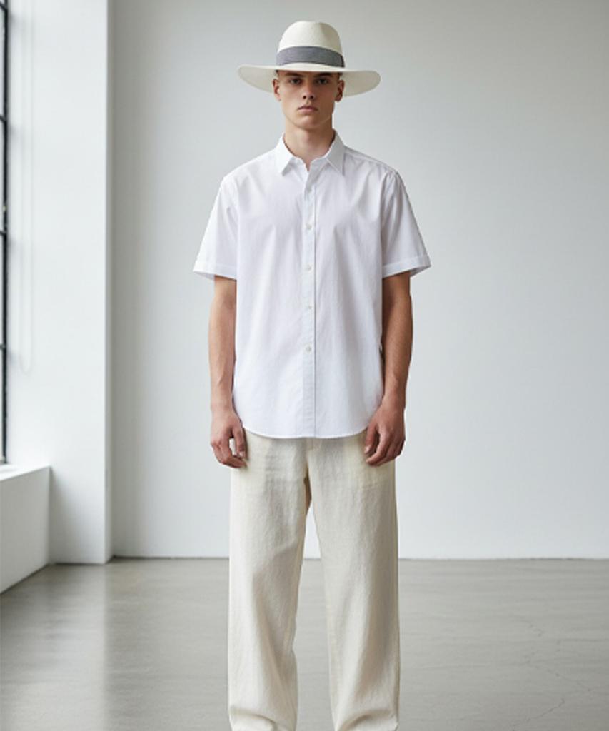 Yunibeosyeolkemiseuteuli Stripe Line White Long Fedora Panama Hat