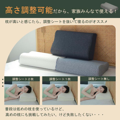 Sleepeach Memory Foam Pillow with 6 Height Adjustments for a Perfect Fit, Washable Cover (White)