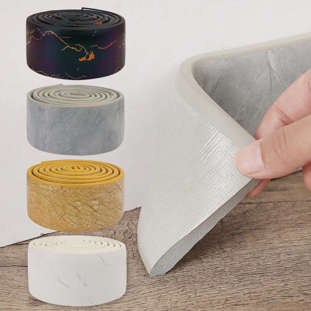 Self Adhesive Skirting Line 3D Anti-collision Wall Sticker NBR Soft Wall Trim Lines Home Bedroom Waterproof Corner Decor Strips