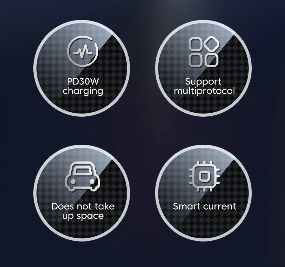 PD 30W USB Type-C Car Charger Fast Charging Quick Charge 3.0 For iPhone 15 14 Pro Max Samsung Xiaomi Car Phone Charger Adapter