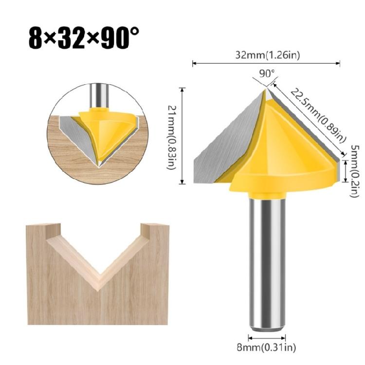 Professional Efficient 8mm Shank V Flute Router Bit Carbide End Mill For Diverse Woodworking Needs Smooth Wood Cutting
