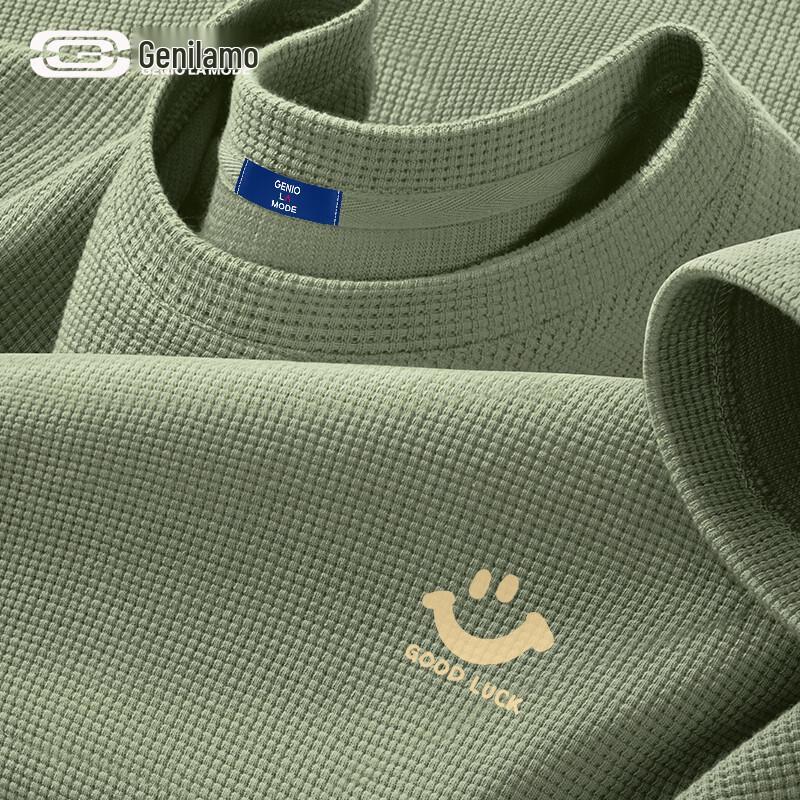 

GENIOLAMODE Men s Waffle Knit Short-Sleeve T-shirt M