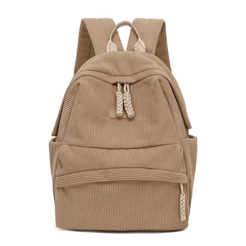 2025 Women's Corduroy Casual Small Backpack - Mori Style, Solid Color