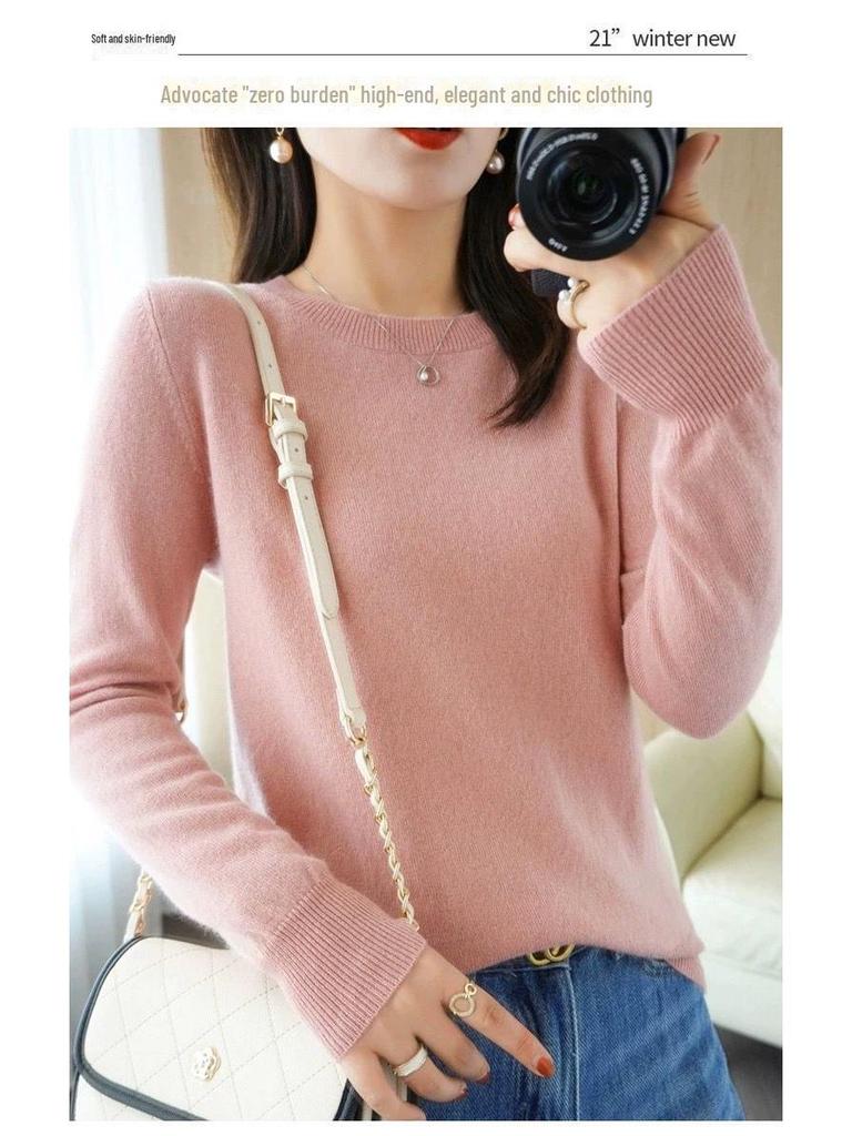 Trendy Women's Wool Sweater: Loose-Fit, Round Neck, Perfect for Autumn & Winter