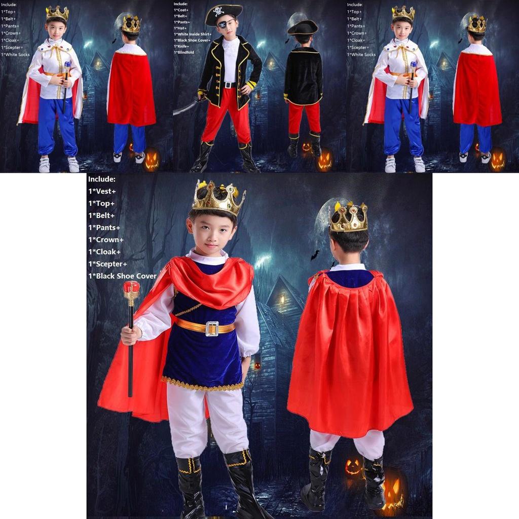 Kids Costume Pirate Boys Buccaneer Prince Cosplay Halloween Clothes King