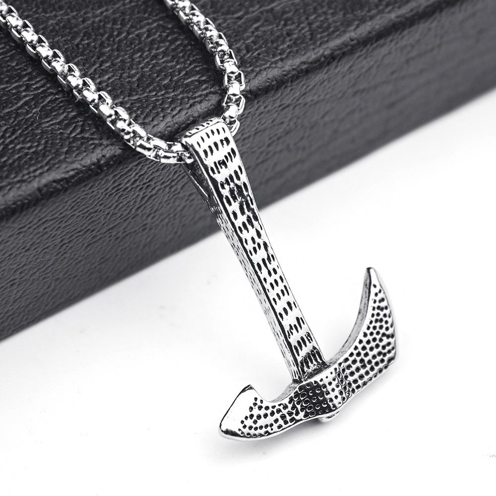 Popular and Fashionable Titanium Steel Casting Domineering Axe Pendant Necklace, Retro Punk Jewelry