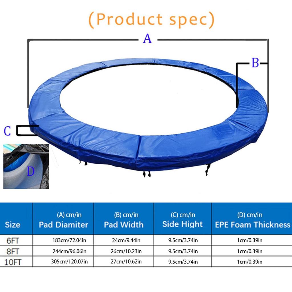 Replacement Trampoline Surround Pad Foam 6ft/8ft Safety Guard Spring Cover Padding Pads Spring Cover UV-Resistant