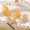 18K Gold Plated Stainless Steel Fan-Shaped Stud Earrings for Women
