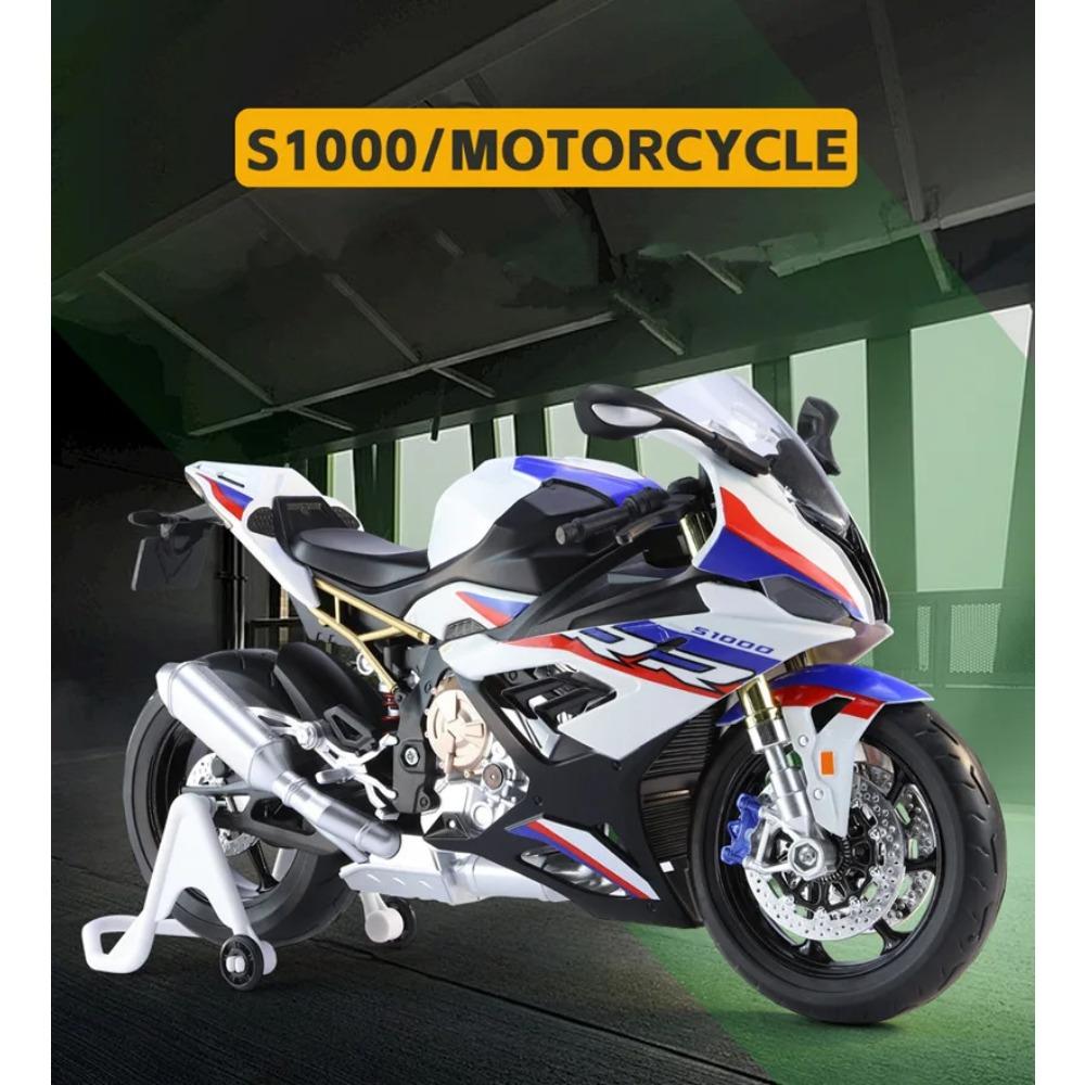 1/9 BMW S1000RR Alloy Racing Motorcycle High Simulation Metal Street Sports Motorcycle Model with Light Collection Children Toy Gift