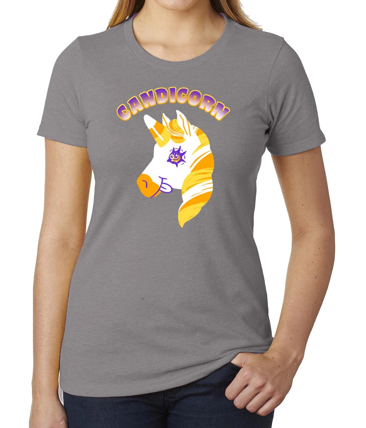 Candicorn Halloween Woman s T-Shirts, Funny Graphic Tees, Halloween Woman s Top! S