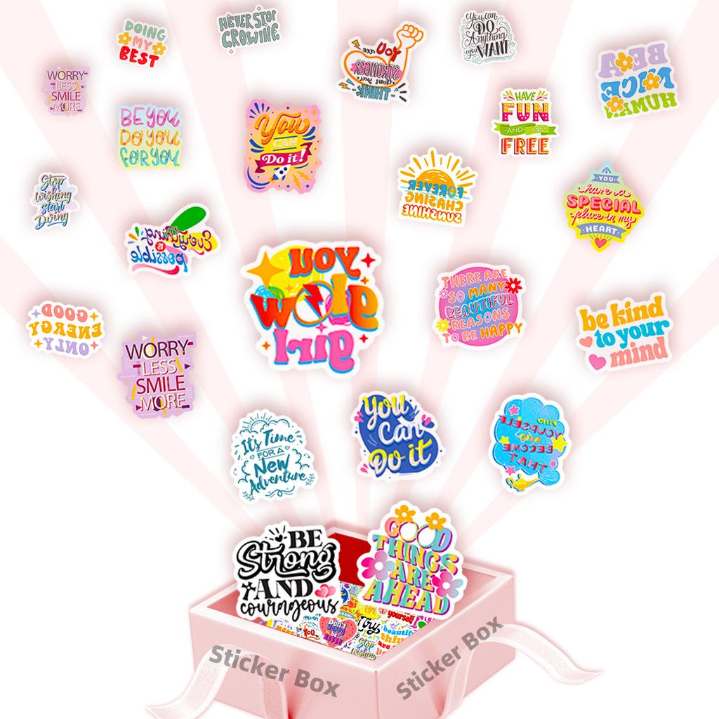 50 Text Stickers Doodle Cartoon Color Encouragement Reward Stickers DIY Suitcase Decoration Stickers Bag