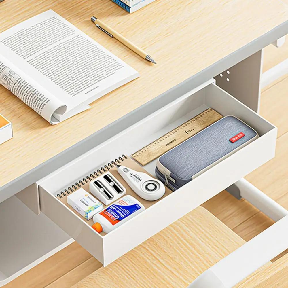 Białe Pudełko do Przechowywania pod Biurkiem Samoprzylepne Ukryty Design Ukryty Organizer do Przechowywania Pudełko do Przechowywania Organizer Szuflada