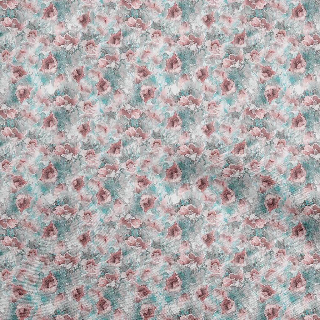 oneOone Cotton Poplin Light Blue Fabric Abstract Floral Sewing Fabric By The Yard Printed Diy Clothing Sewing Supplies 42 Inch