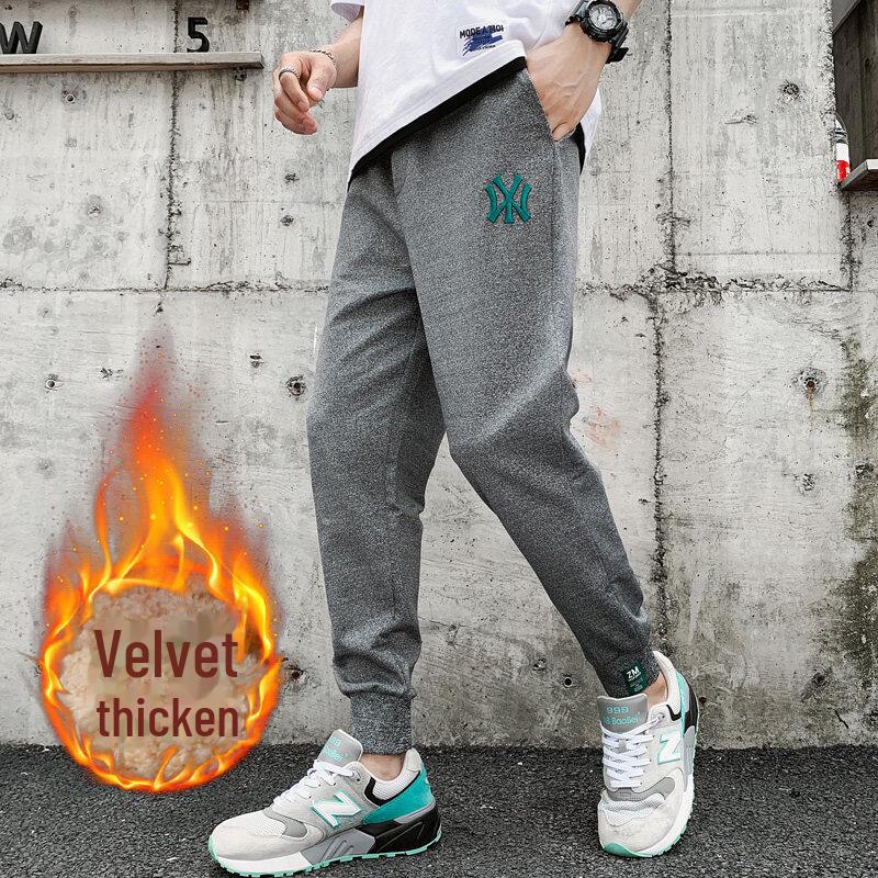 

Мужские зимние спортивные штаны с манжетами из овечьей шерсти 2023 года: Повседневные спортивные брюки из утолщенного бархата XL
