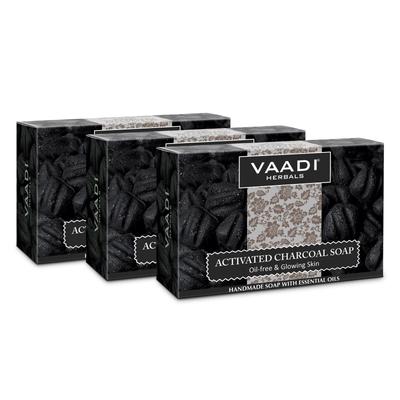 Vaadi Herbals Pvt Ltd Value Pack Of 3 Activated Charcoal Soap (3 X 75 Gms), 75 G