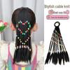 Children's Beaded Braided Ponytail Wig - Stylish Princess Hair Accessory