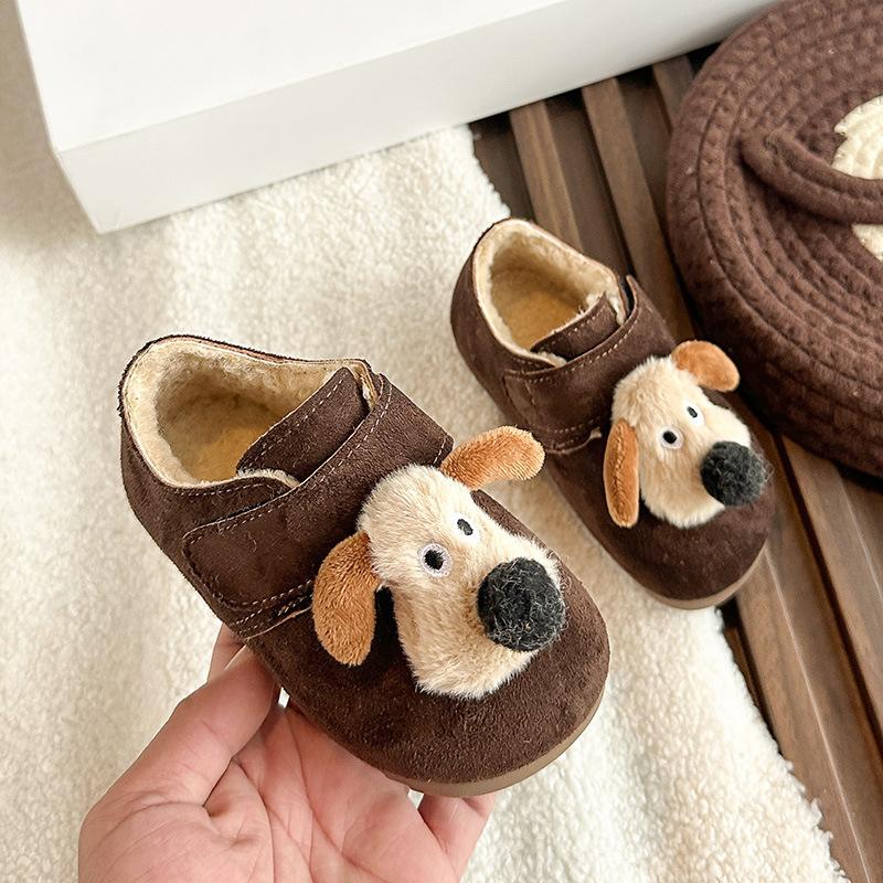 Children's cartoon cute dog cotton shoes winter new boys and girls velvet warm cute outer Birkenstocks