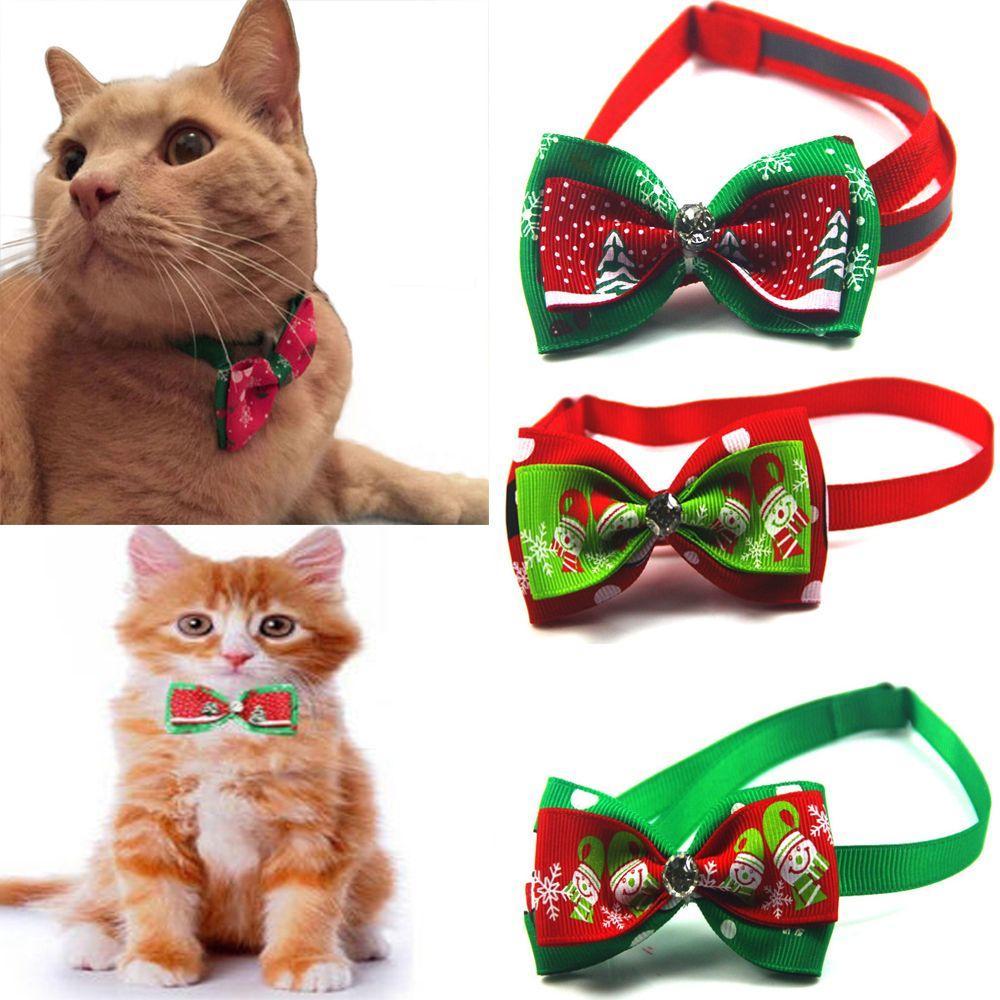 3 Pcs Cat Dog Snow Flakes Adjustable Christmas Collar Necktie Pet Bow Ties