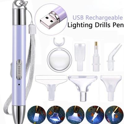USB Şarj Edilebilir Aydınlatma Noktası Matkap Kalem 5D Elmas Boyama DIY Araçları Kalem Elmas Nakış