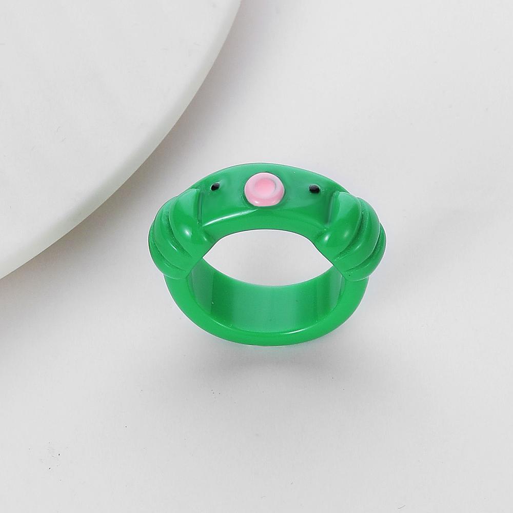 Cartoon Girl Student Inel Lady Elegant Inel Cuplu Inel Colorat Acrilic Porc Inel
