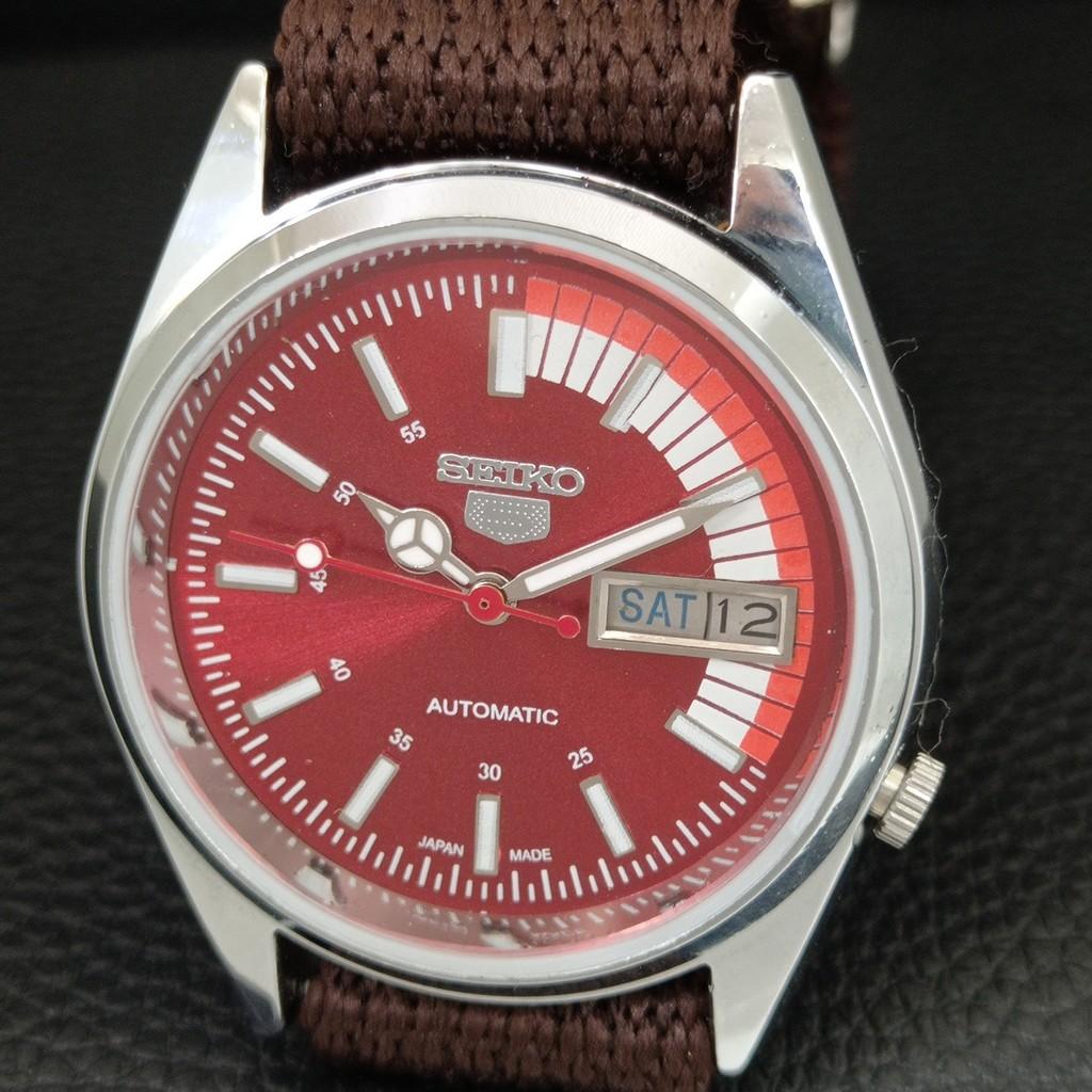 SEIKO 5 AUTOMATIC 7009A VINTAGE REFURBISHED JAPAN MENS RED DIAL WATCH a445819-1