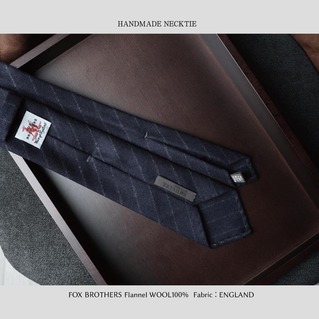 Quattro Pieghe FOX Brothers Y&TAILOR Tie, Three-Wrap Hand-Rolled Wool, Y&TAILOR (Striped Navy)