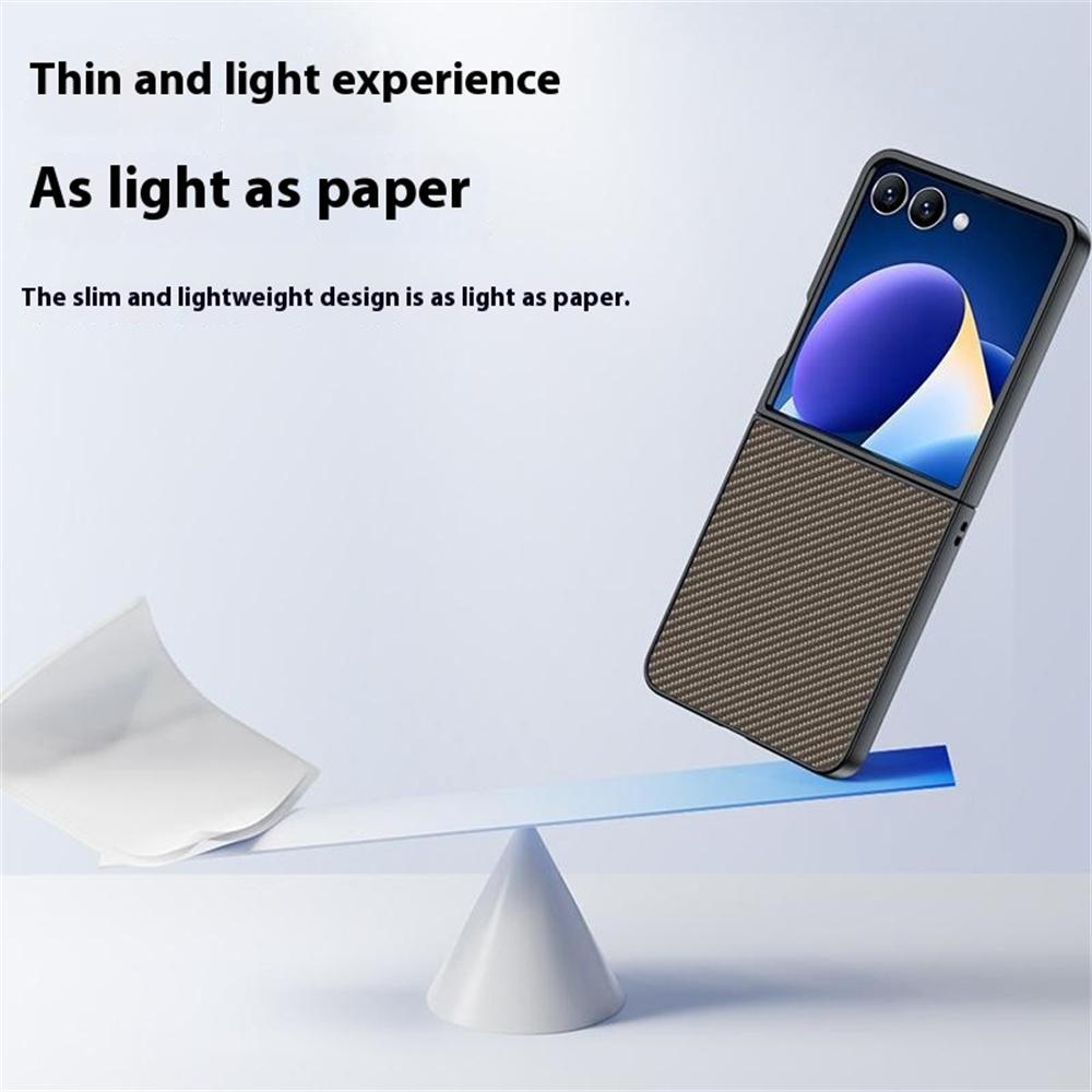 Pentru Samsung Galaxy Z Flip7 5G Husă Textură Fibră de Carbon Piele+PC Anti-Cădere Husă Telefon Pliabil