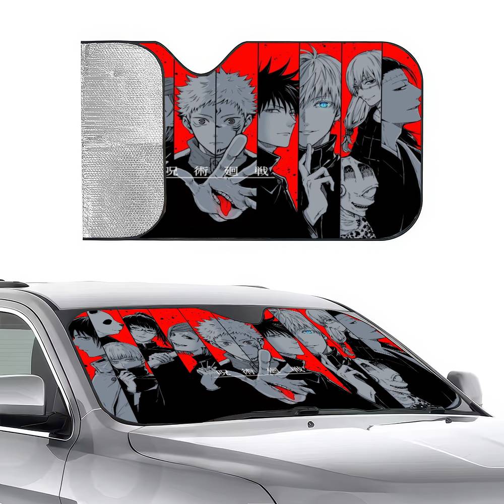 Anime Jujutsu Kaisen Gojo Satoru Summer Car Sunshade Front Windshield Sunshade Sunblock Thermal Insulation Sunshade Umbrella