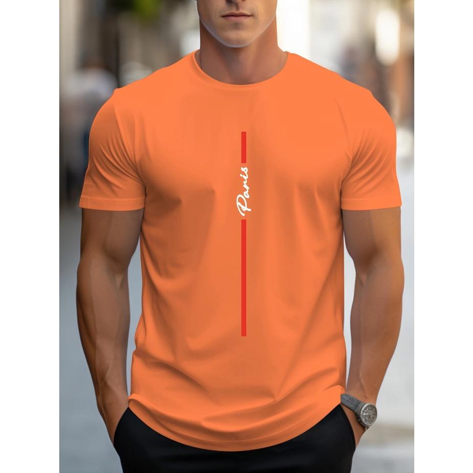 Tricou de umăr pentru bărbați la modă cu imprimeu caligrafic Paris