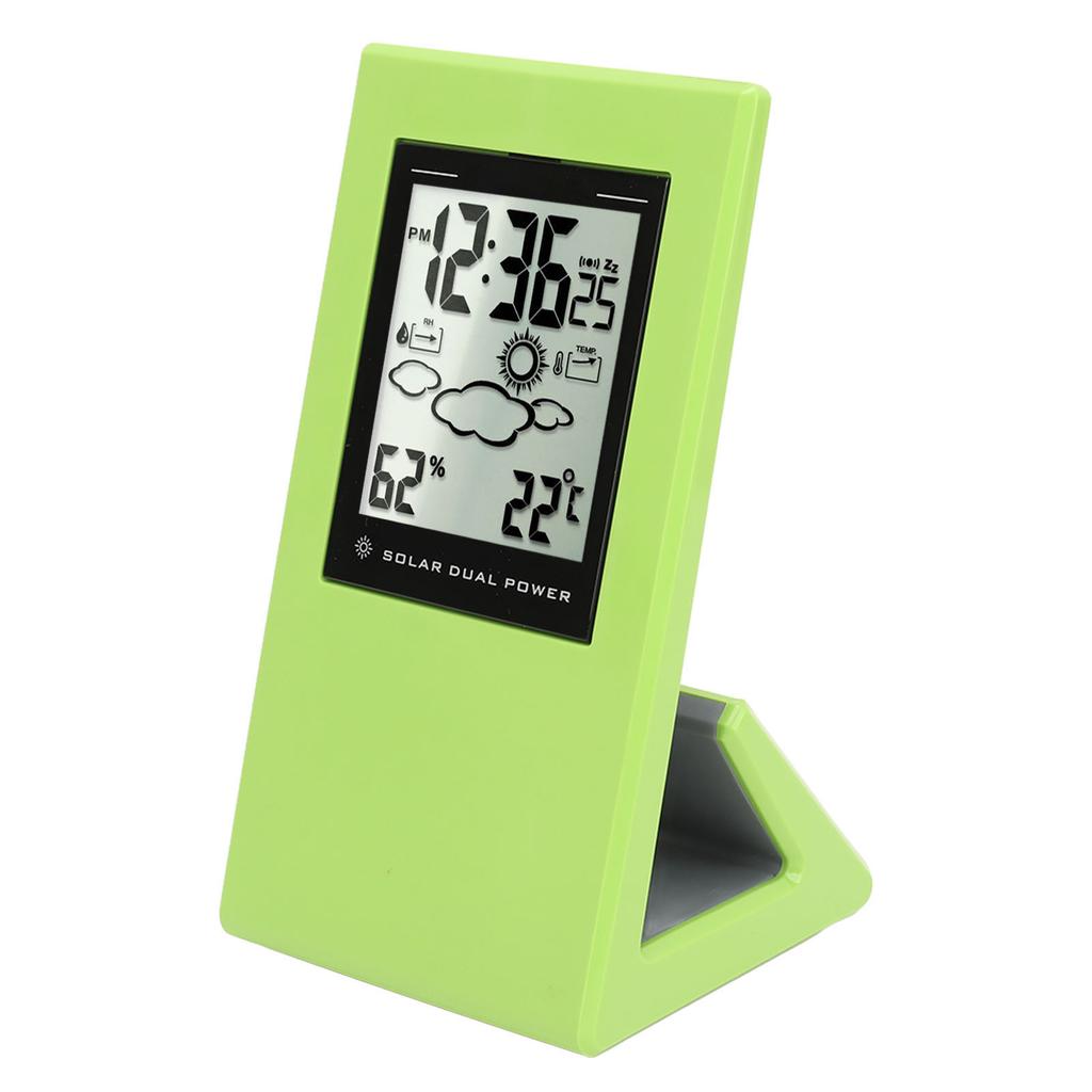 Wther Forcast Clock Solar Battery Powered LCD Display Timing Digital Temperature Humidity Meter for Home School