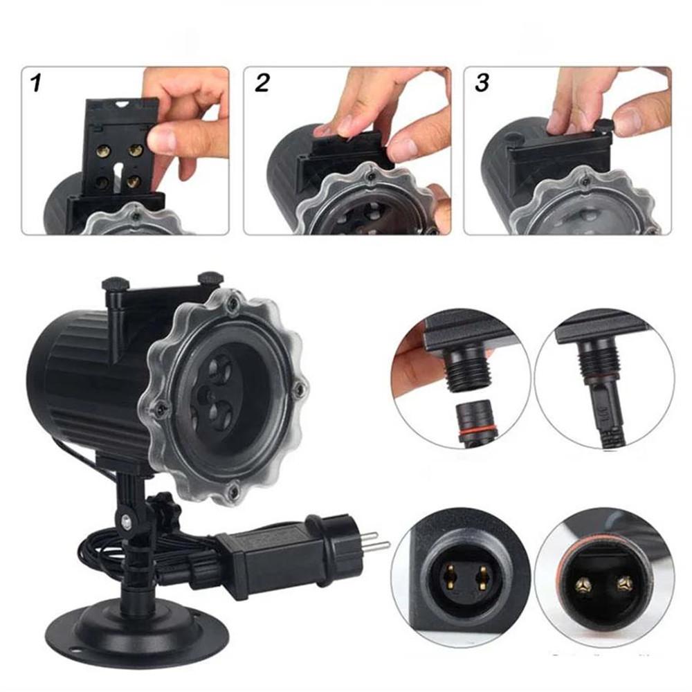 Christmas Halloween Lights Projector Waterproof Indoor Motion Remote Control LED 16 Slides Holiday Lamp Party Outdoor Garden House Room Night Light