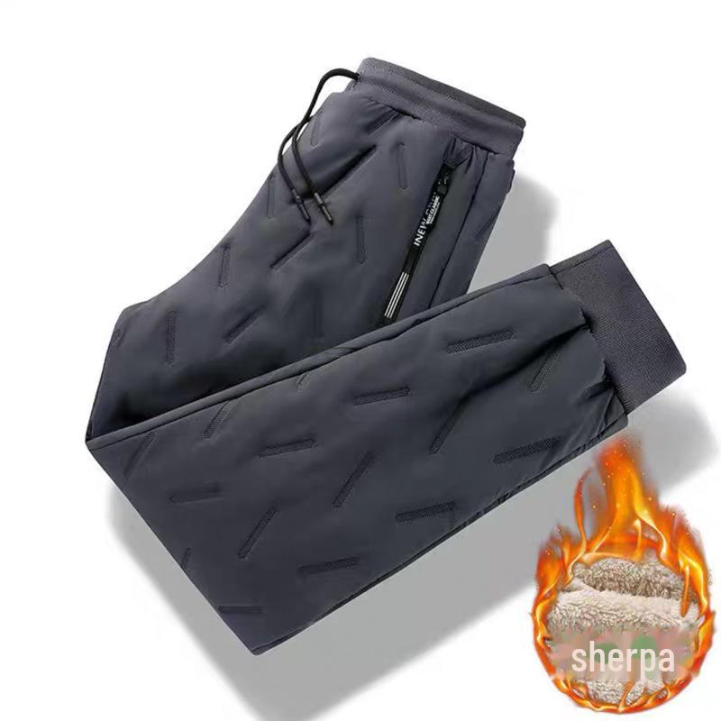 Herren Lammfellhose mit Samtfutter - Warm, Locker geschnitten, Gerade, Lässig mit Kordelzug, Winter/Herbst.