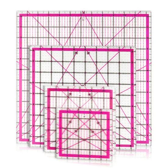 Yousheng 4Pcs Acrylic Quilting Ruler 4.5/6/9.5/12.5-Inch Square Fabric Cutting Patchwork Ruler with Clear Mark DIY Sewing Craft Projects Template