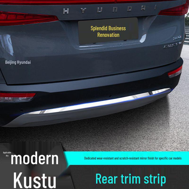 Kustu Stainless Steel Rear Bumper Trim for Trunk - Decorative Car Decal Accessory