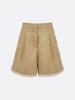 Elsiaillaendeu Grace Organza-Trim Wool Shorts (Beige)