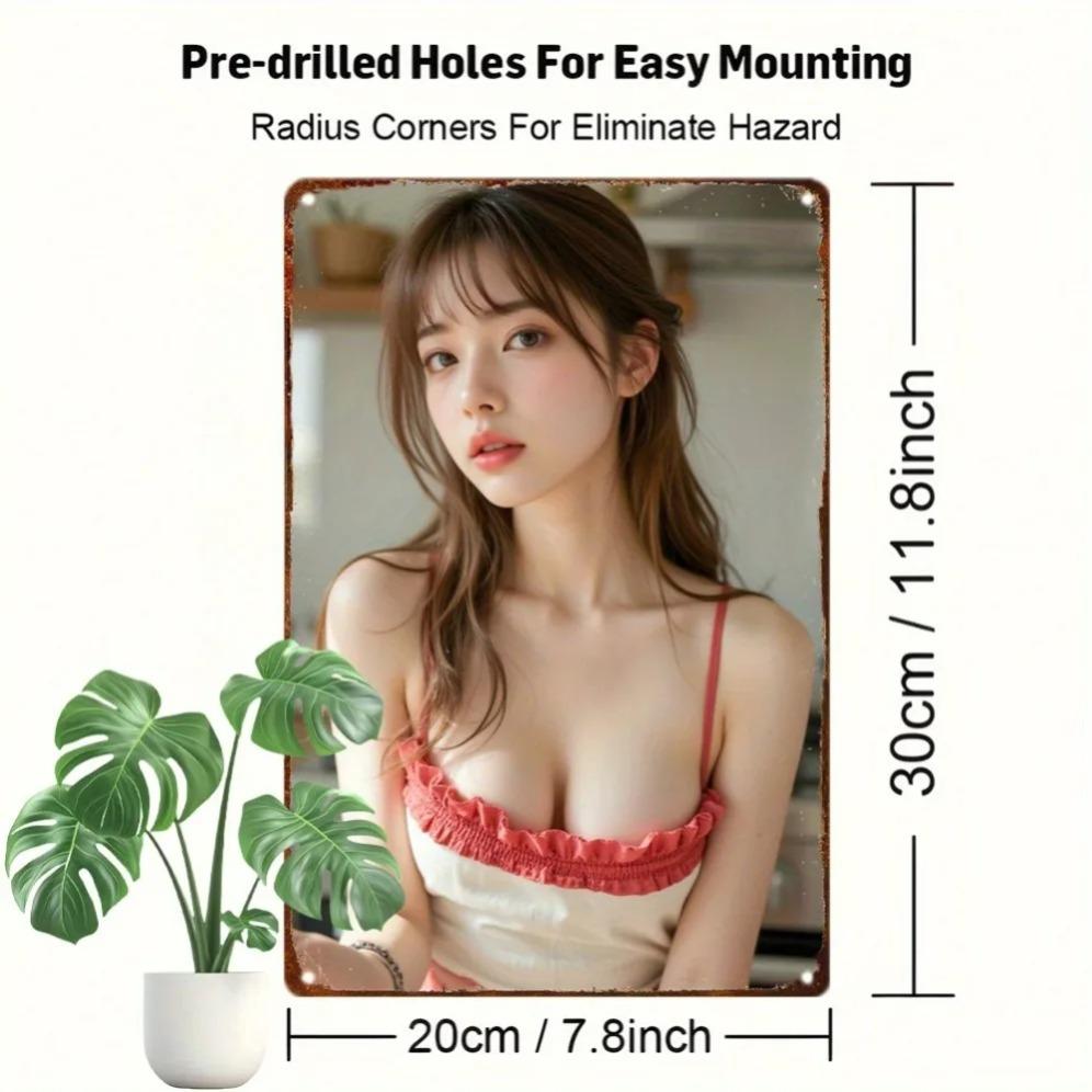 Anime Girl Metal Wall Art Retro Home Decor for Room Garage Cafe Holiday Gift