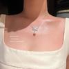 Seiko Women's Korean Style Pearl Snowflake Clavicle Necklace - Simple, Fashionable, Light Luxury Micro-Inlaid Design