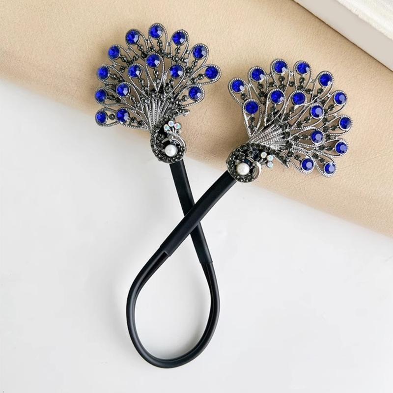 Peacocks Shaped Hairpin Strong Grip Alloy Materials For Gym Party Quick Hairstyling