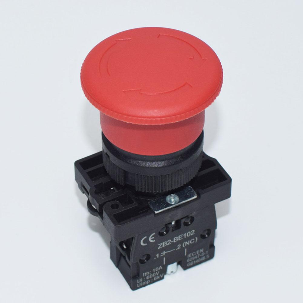 22mm Red Industrial Push Button Switch XB2 ES542 Exigent Stop with Self Locking 1NC 600V 10A for Machine Controls