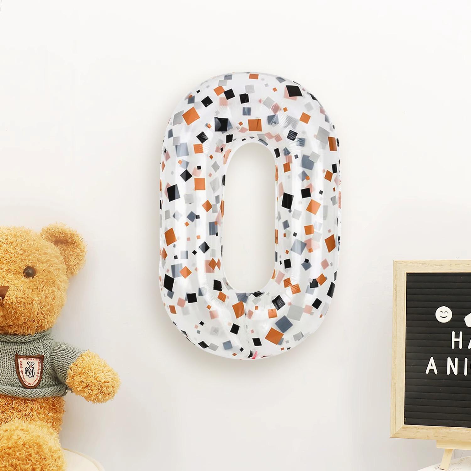 40-Inch Large Transparent Shard Digital Aluminum Film Balloon, Children S Birthday Party Decoration Props 40 inch transparent shard number 0