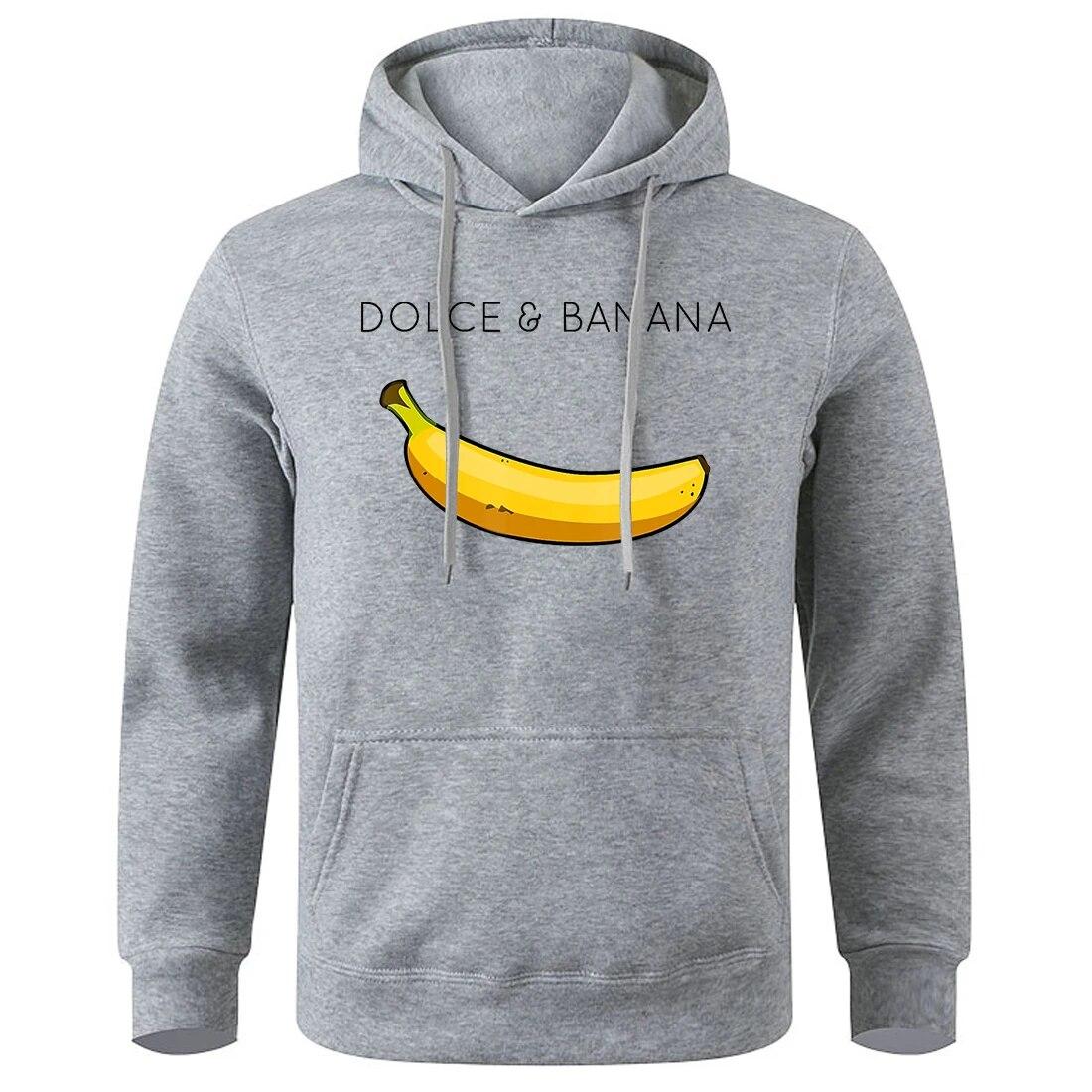 

Забавный принт унисекс Dolce&Banana, спортивная одежда, свободные толстовки большого размера, унисекс, мягкая дышащая рубашка с капюшоном, унисекс, уличная мода, спортивный костюм L