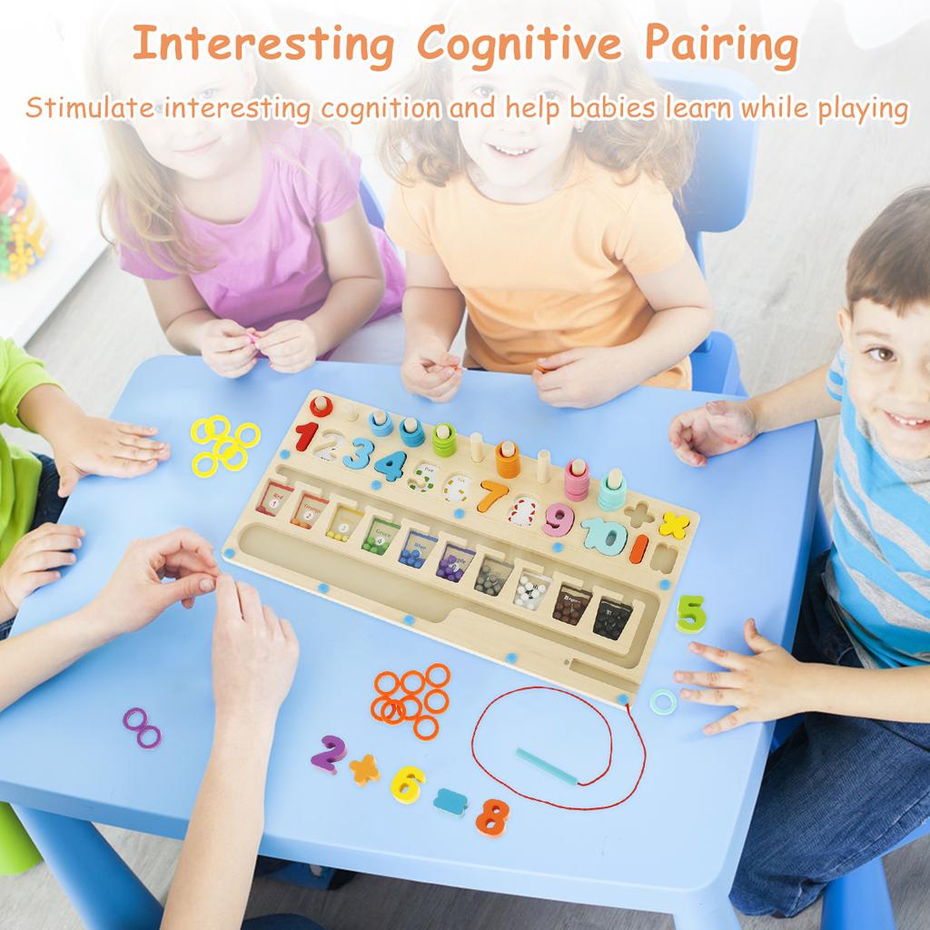 Magnetic Color and Number Maze with Magnetic Pen Wooden Counting Maze Educational Fun Counting Matching Games Montessori Toy