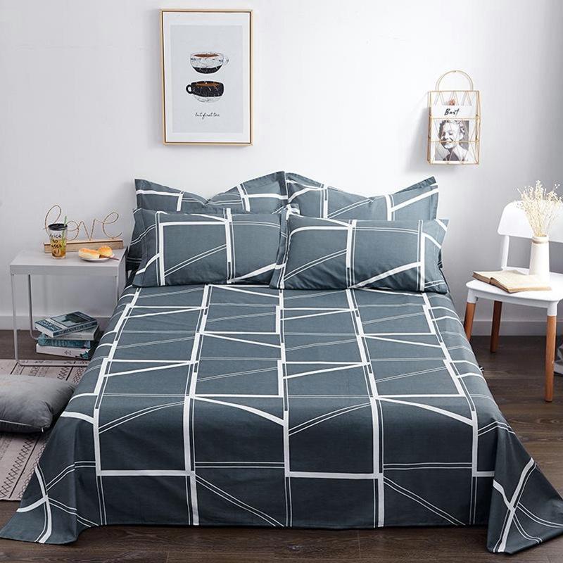 1pcs Dormitory Hotel Single Bed Sheets Elegant Geometry Printed Double Bed Sheets Cartoon Home Bedroom Decoration Supplies