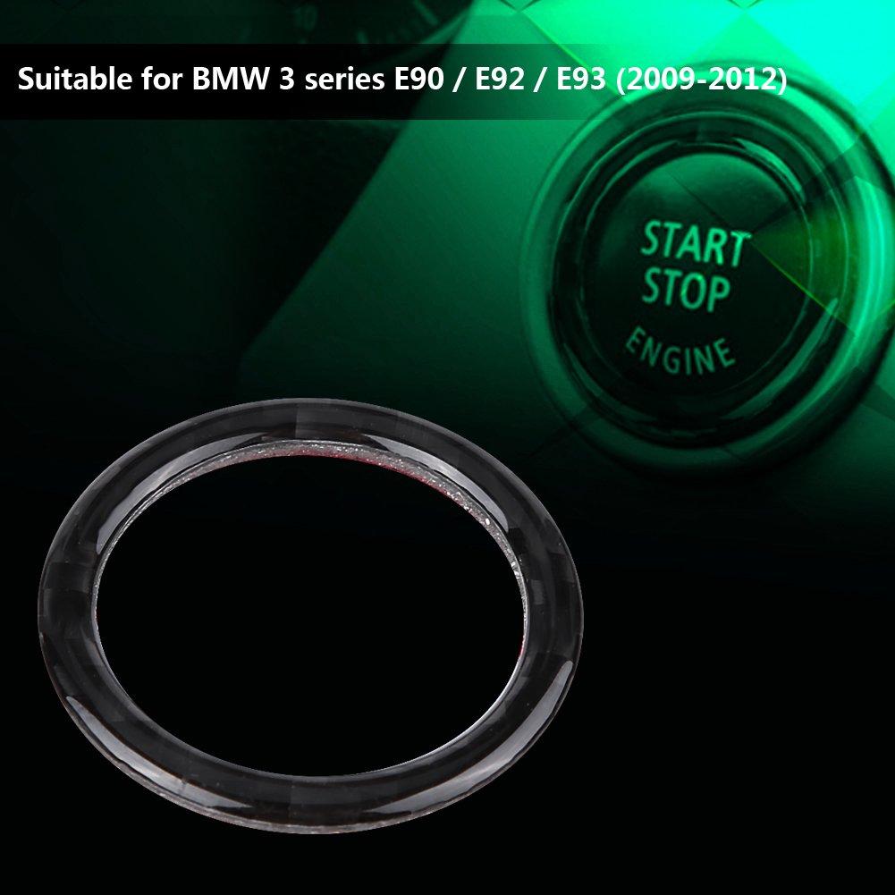 Qiilu Carbon Fiber Car Engine Start Button Ring Decorative Frame Cover for E90/92/93(Blue)