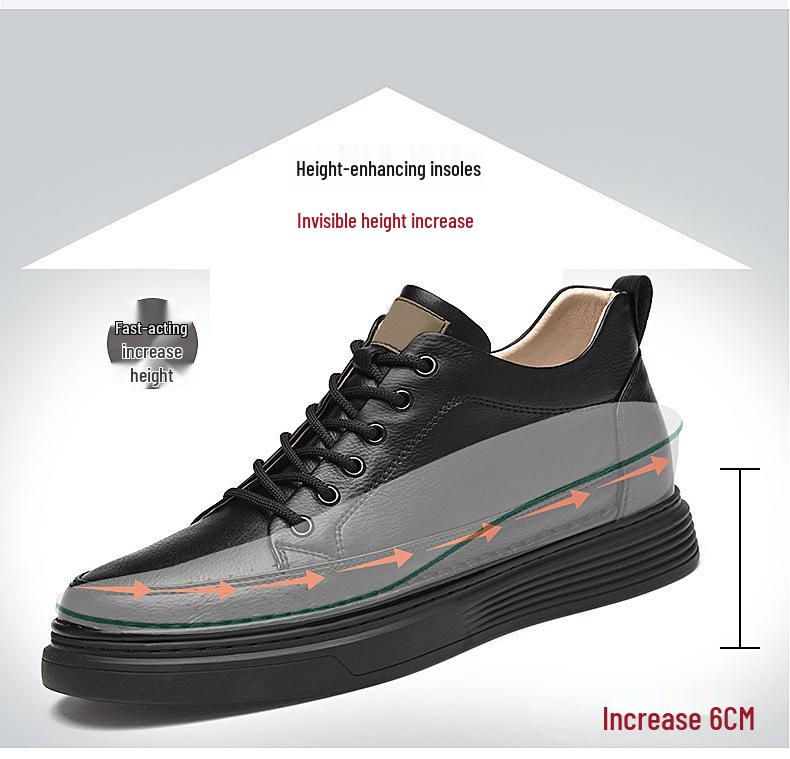 Men's Retro High-Top Shoes with Invisible 6CM Lift - Casual Autumn Trendy Mid-Top Board Sneakers