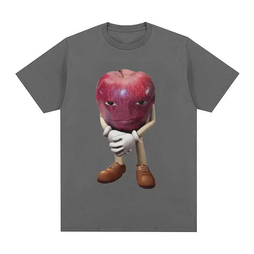 Summer Round Neck Funny Apple Pattern Top Fashionable Casual Pure Cotton Short Sleeved Men's and Women's Unisex T-shirts