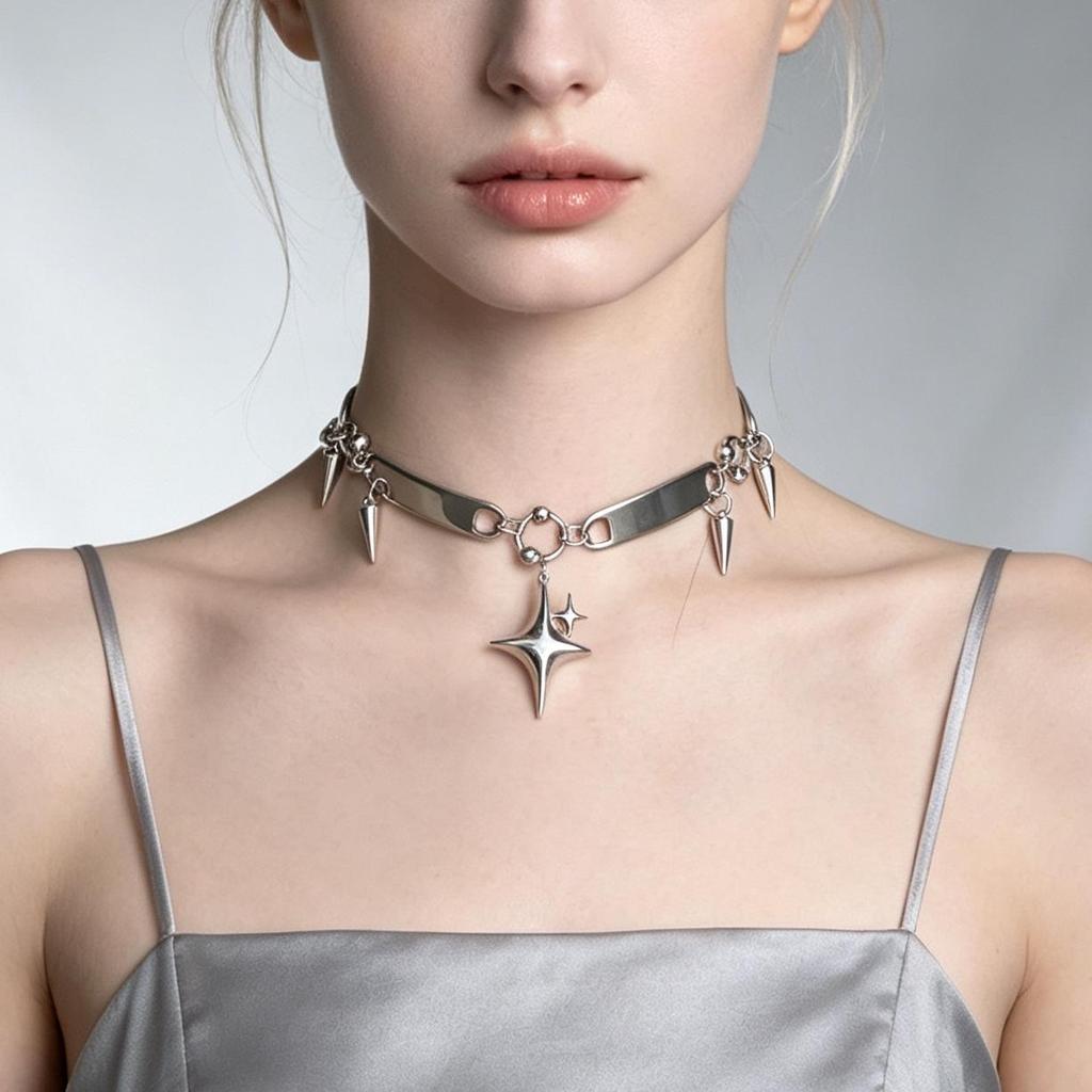 Gothic Punk Y2K Metal Love Starlight Necklace