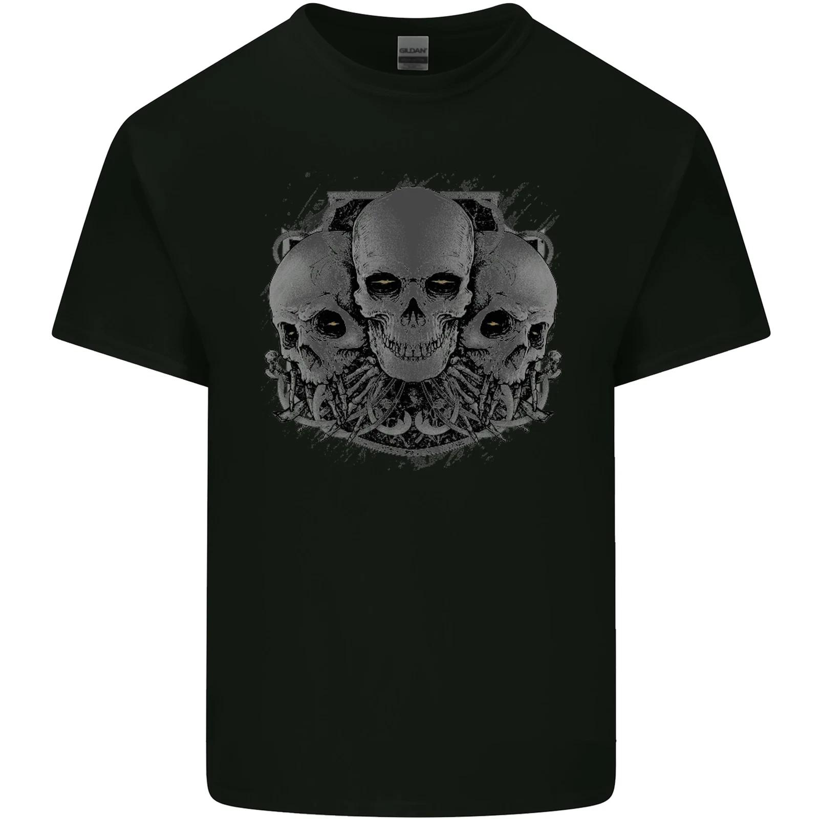 Gothic Skulls Biker Motorcycle Motorbike Kids T-Shirt Childrens M