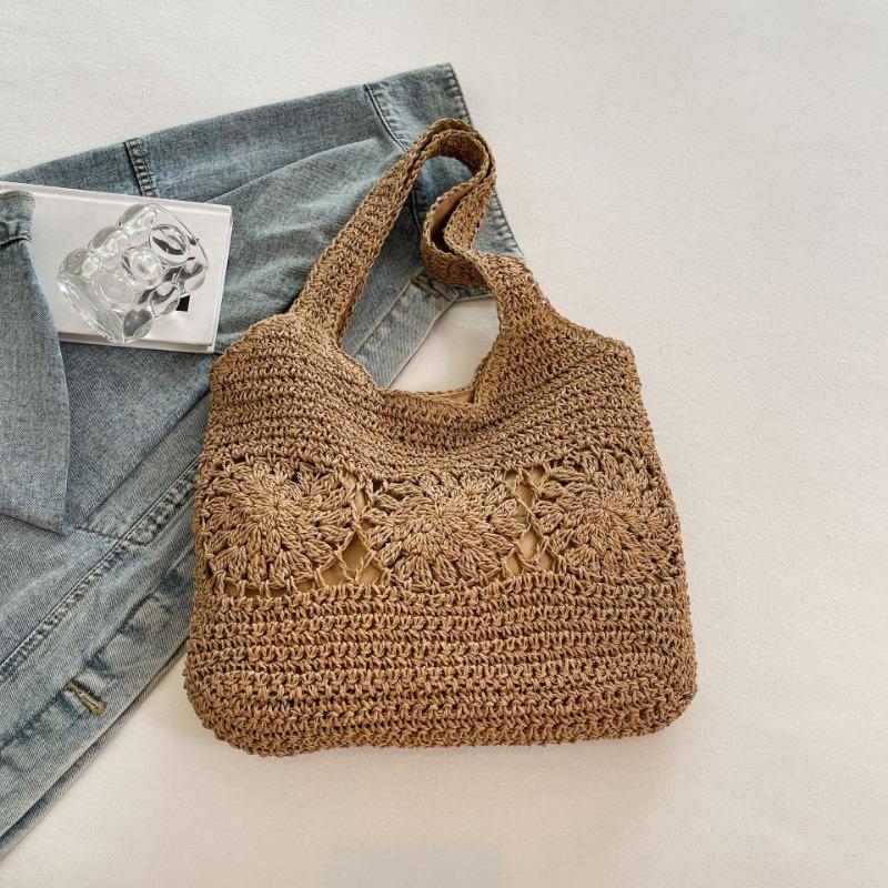 New seaside leisure vacation shoulder bag casual simple trend underarm straw reticulated woven beach bag